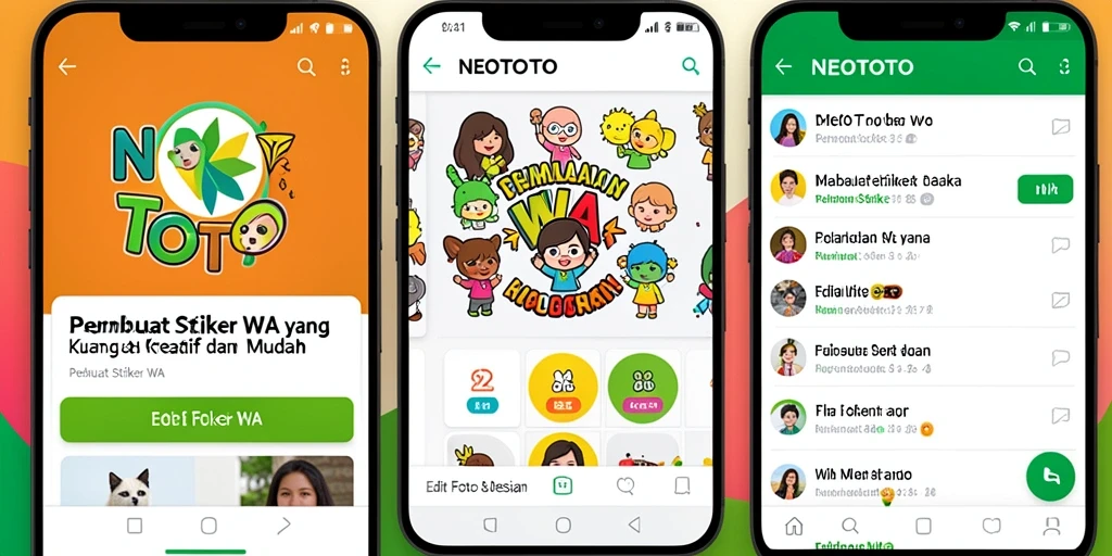 Antarmuka pengguna NEOTOTO untuk membuat stiker WhatsApp yang menarik.