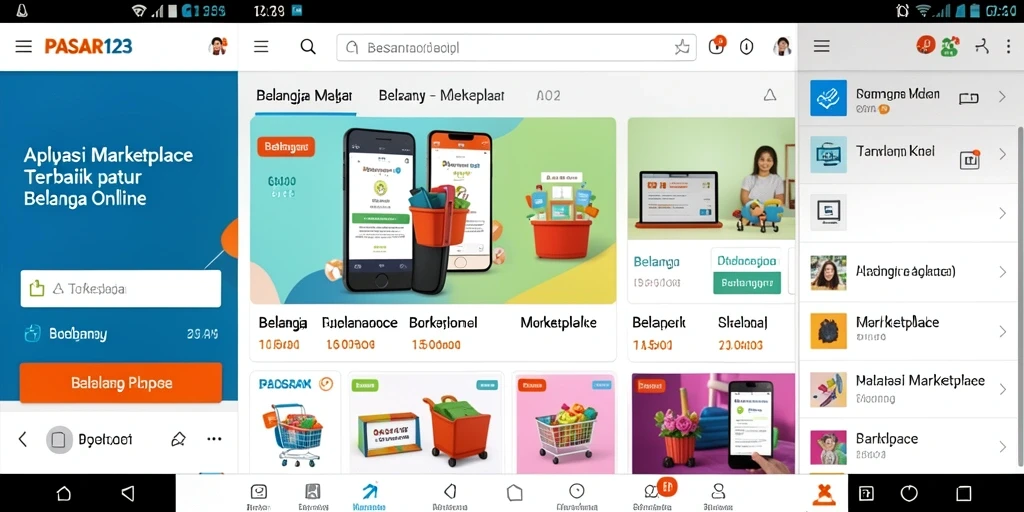 Antarmuka aplikasi PASAR123 yang ramah pengguna untuk belanja online.
