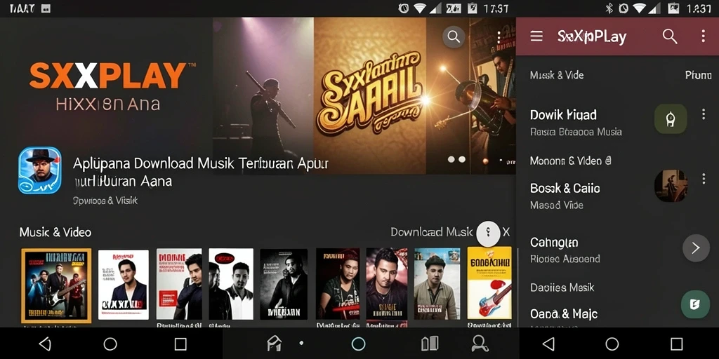 Antarmuka pengguna SXXPLAY yang sederhana dan intuitif untuk Download Musik.